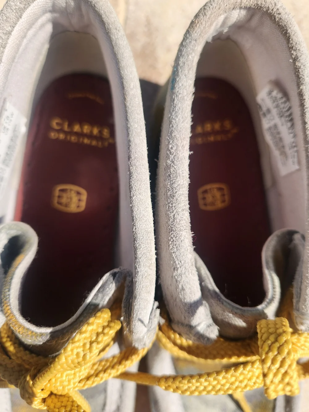 Clarks Wallabee Boot Kids Youth 1.5W Tie Dye Gray Yellow Lace Up